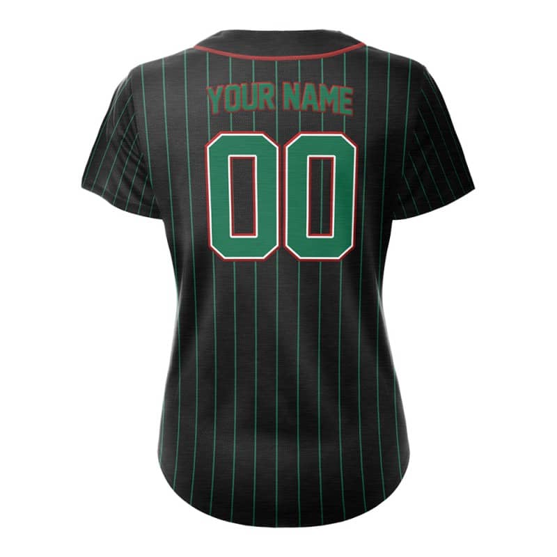 Black Pinstripe Custom Full Button Mexico Baseball Jersey for Women