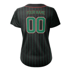 Black Pinstripe Custom Full Button Mexico Baseball Jersey for Women