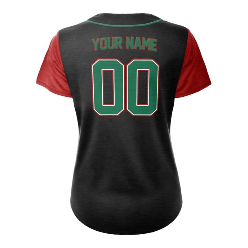 Colorblock Red Custom Full Button Mexico Baseball Jersey for Women