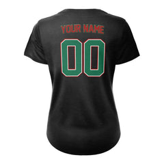 Custom Black Full Button Mexico Baseball Jersey for Women