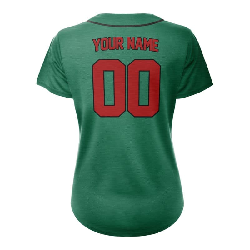 Custom Green Black Full Button Mexico Baseball Jersey for Women