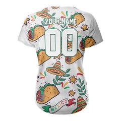 Custom Tacos Full Button Mexico Baseball Jersey for Women