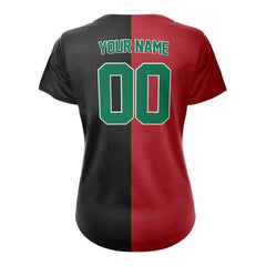 Custom Red Black Split Full Button Mexico Baseball Jersey for Women