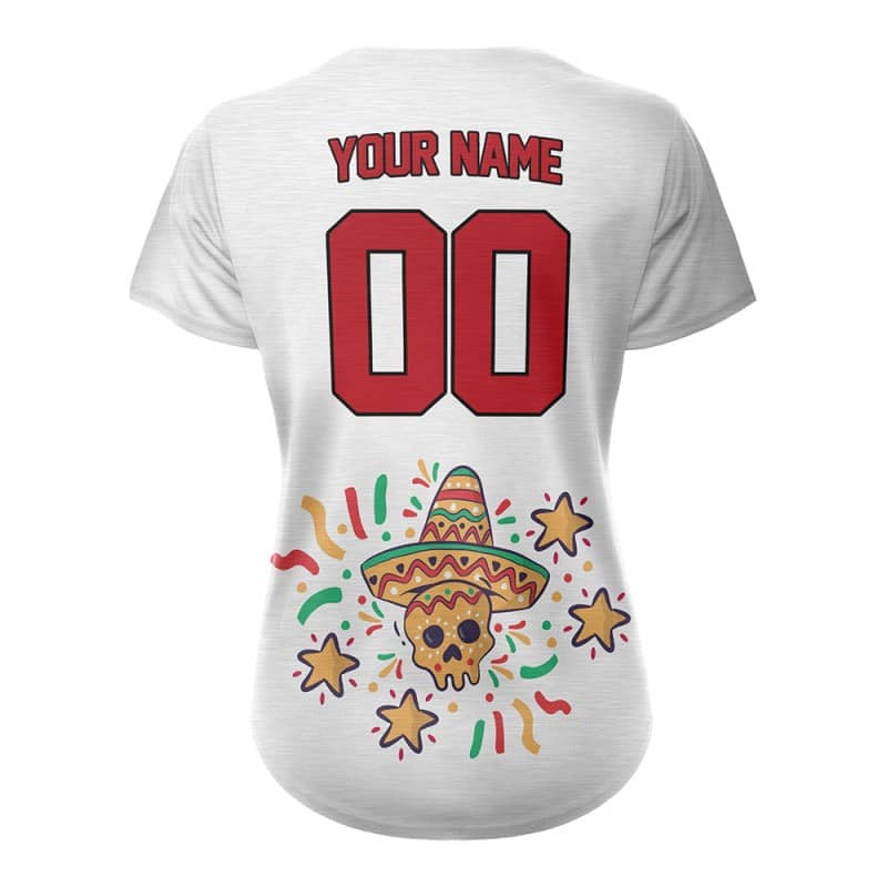 Custom Sugar Skulls Full Button Mexico Baseball Jersey for Women