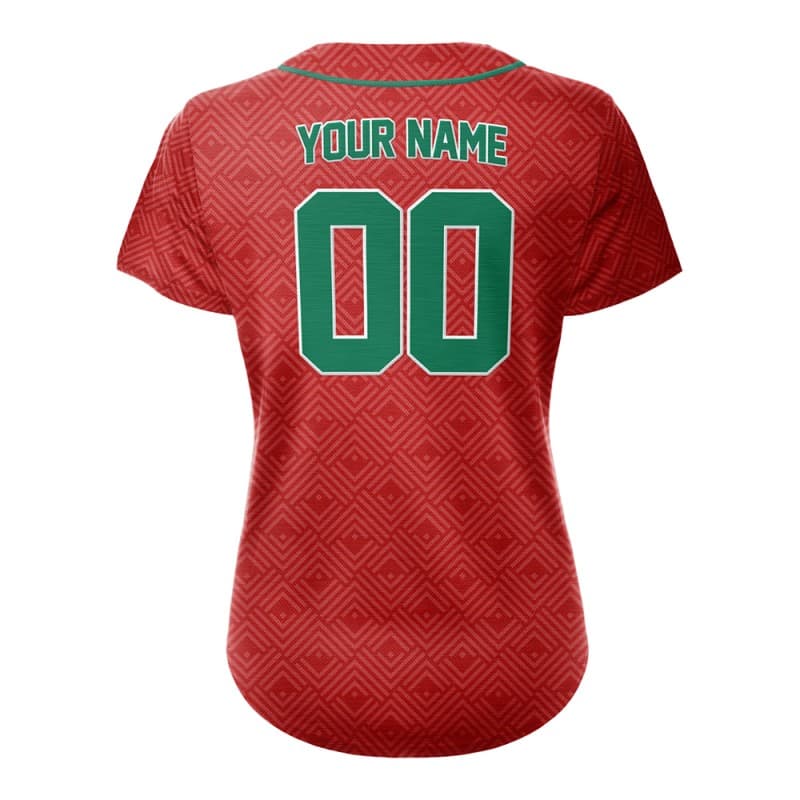 Custom Red Green Full Button Mexico Baseball Jersey for Women