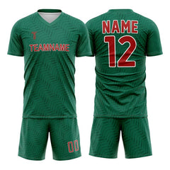 Custom Green Herringbone Mexico Soccer Jersey Uniform Set