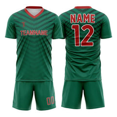 Custom Green Chevron Mexico Soccer Jersey Uniform Set