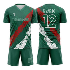 Custom Green Red-White Mexico Soccer Jersey Uniform Set