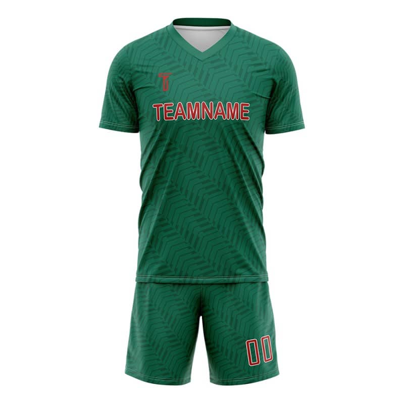 Custom Green Herringbone Mexico Soccer Jersey Uniform Set