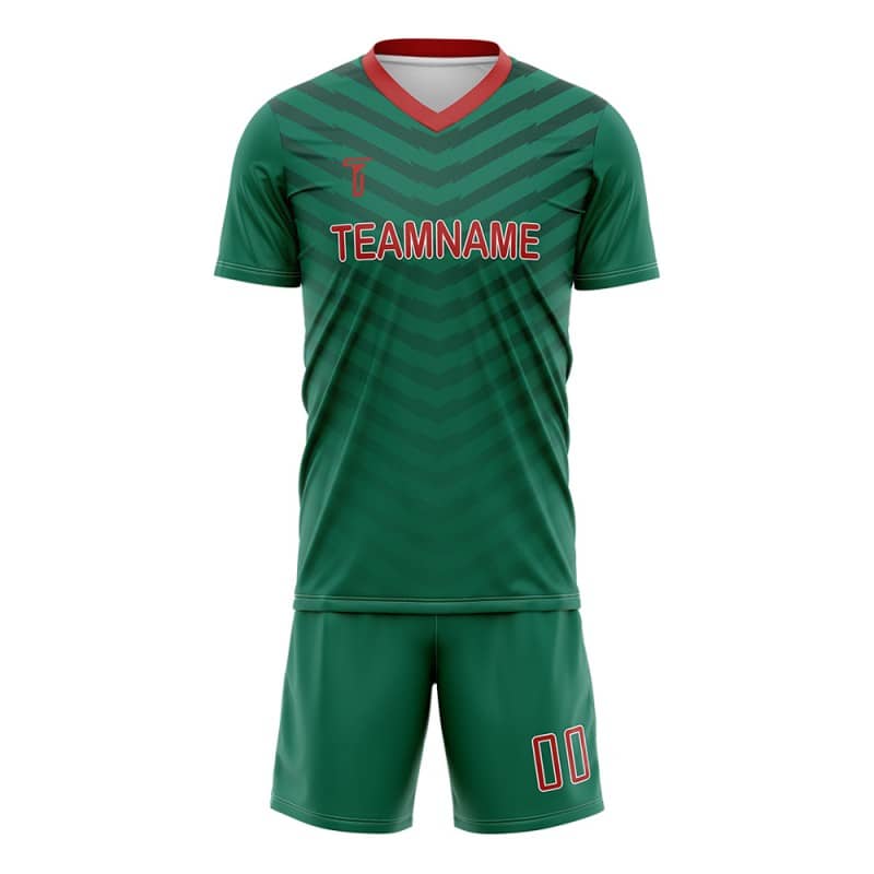 Custom Green Chevron Mexico Soccer Jersey Uniform Set