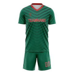 Custom Green Chevron Mexico Soccer Jersey Uniform Set