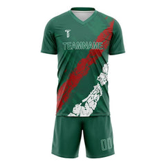 Custom Green Red-White Mexico Soccer Jersey Uniform Set