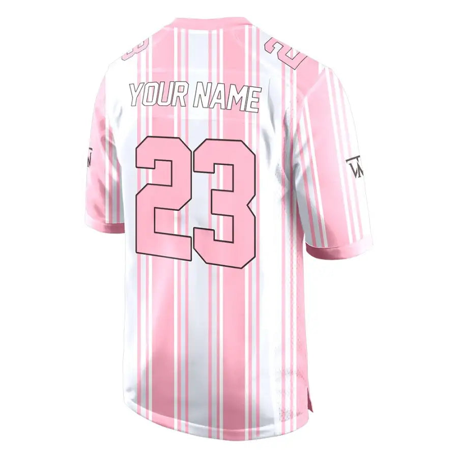 Custom White-Pink Stripes Authentic Football Jersey