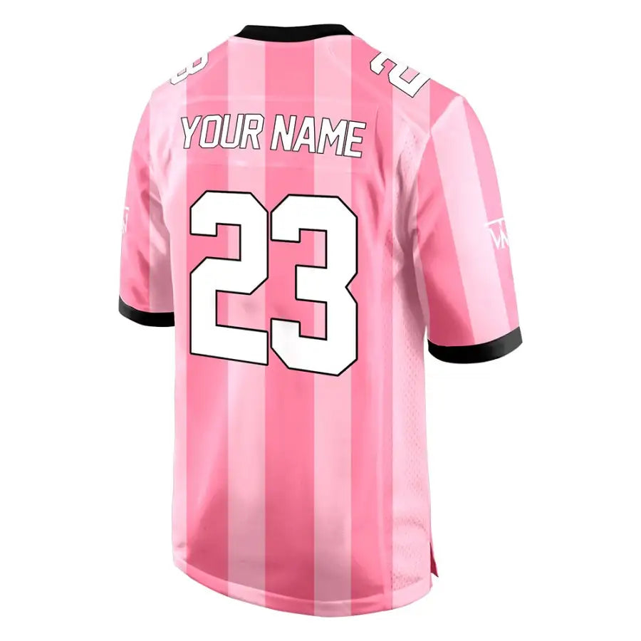 Custom Pink-Rose Stripes Authentic Football Jersey