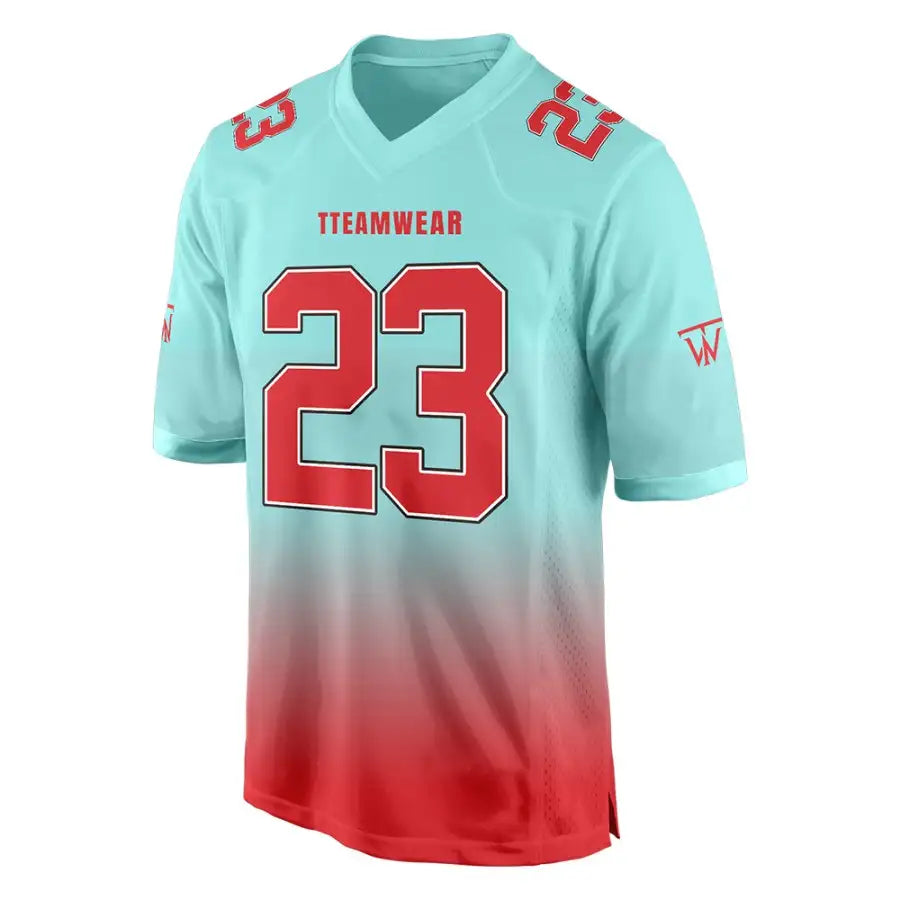 Custom Teal-Red Gradient Authentic Football Jersey