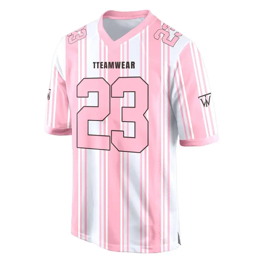 Custom White-Pink Stripes Authentic Football Jersey
