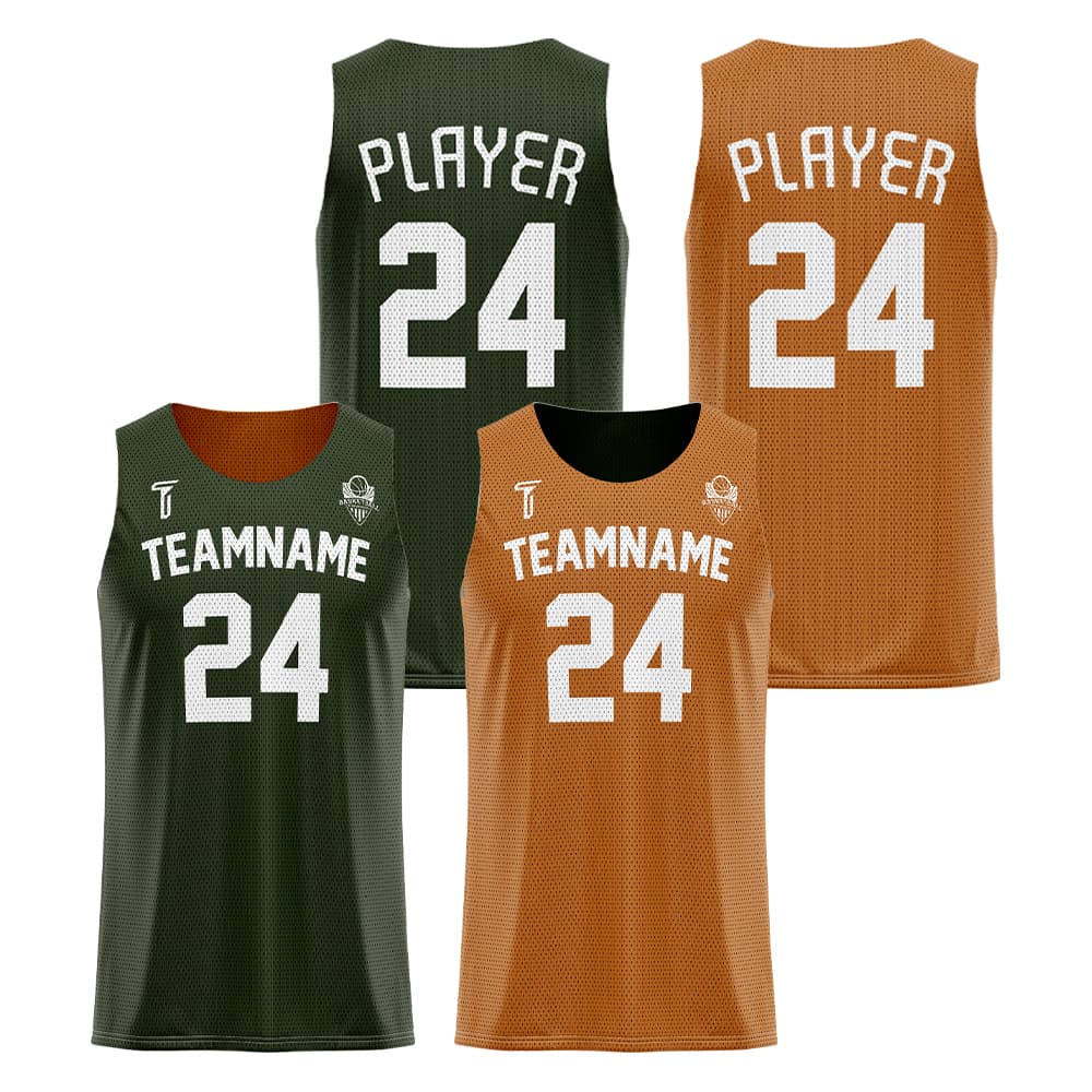 Seaweed-Sand Custom Reversible Basketball Jersey