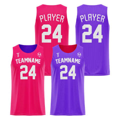Pink-Violet Custom Reversible Basketball Jersey