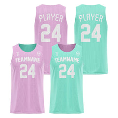 Blush-Teal Custom Reversible Basketball Jersey