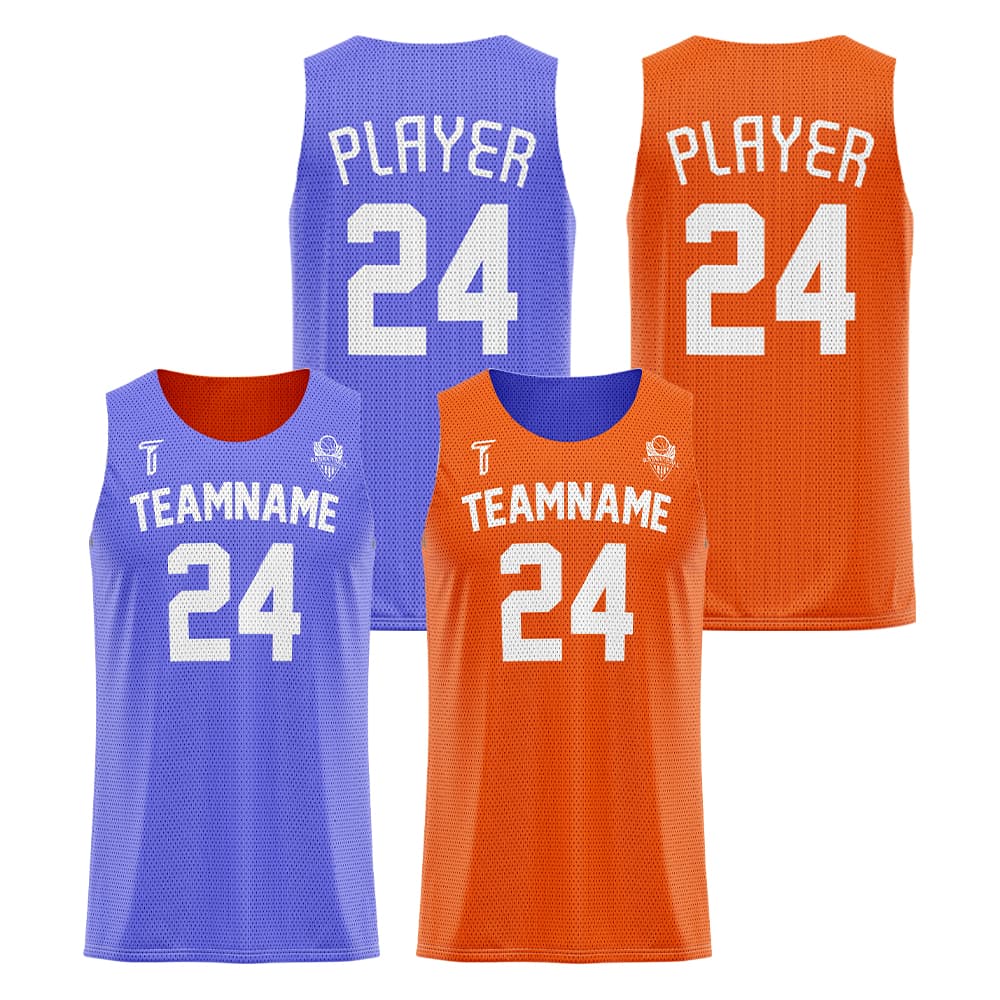 Purple-Orange Custom Reversible Basketball Jersey