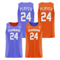 Purple-Orange Custom Reversible Basketball Jersey