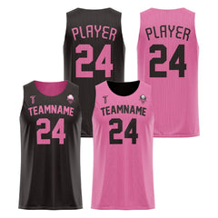 Black-Pink Custom Reversible Basketball Jersey
