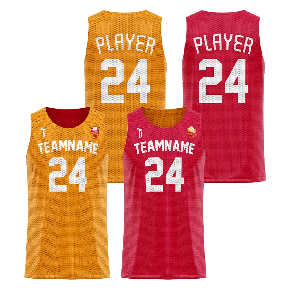 Orange-Red Custom Reversible Basketball Jersey