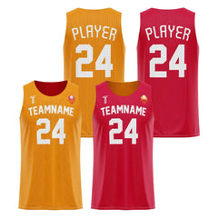 Orange-Red Custom Reversible Basketball Jersey