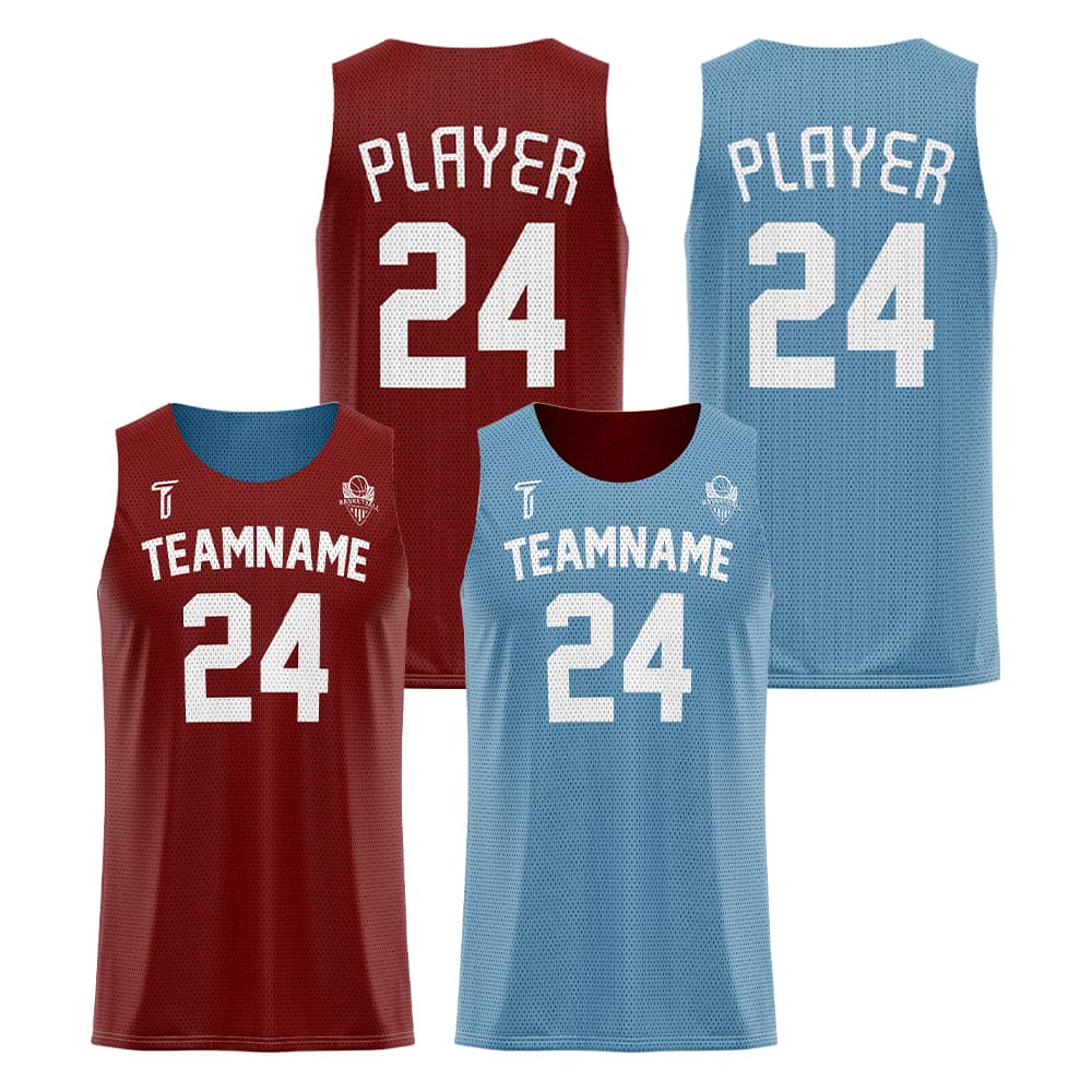 Ruby-Blue Custom Reversible Basketball Jersey