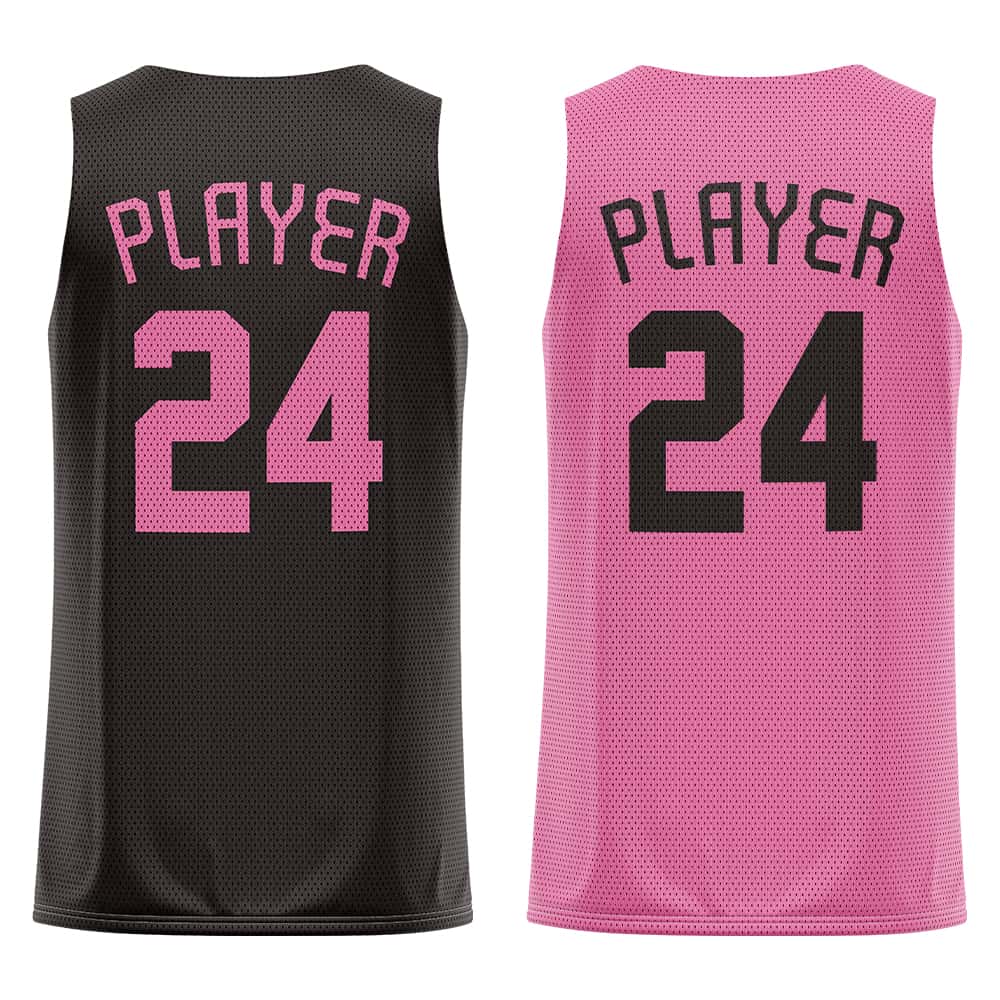 Black-Pink Custom Reversible Basketball Jersey