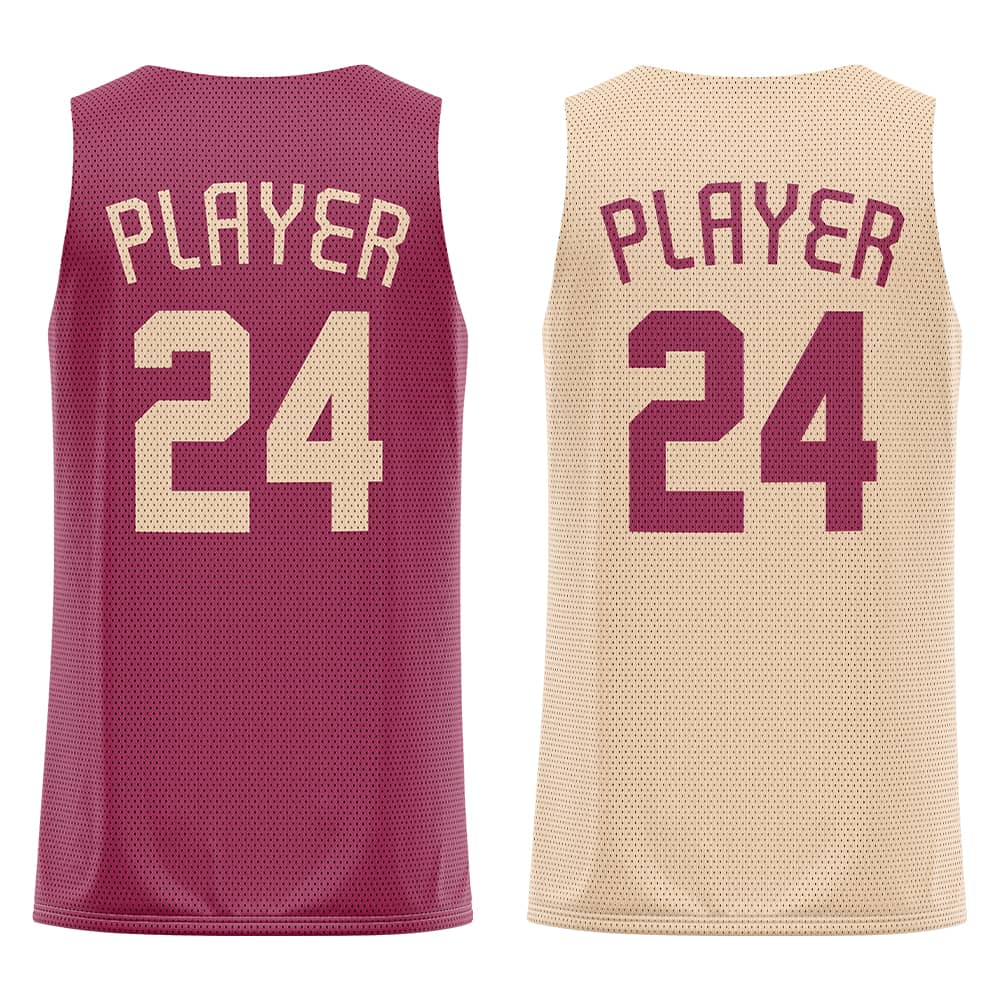 Maroon-Khaki Custom Reversible Basketball Jersey