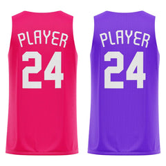 Pink-Violet Custom Reversible Basketball Jersey
