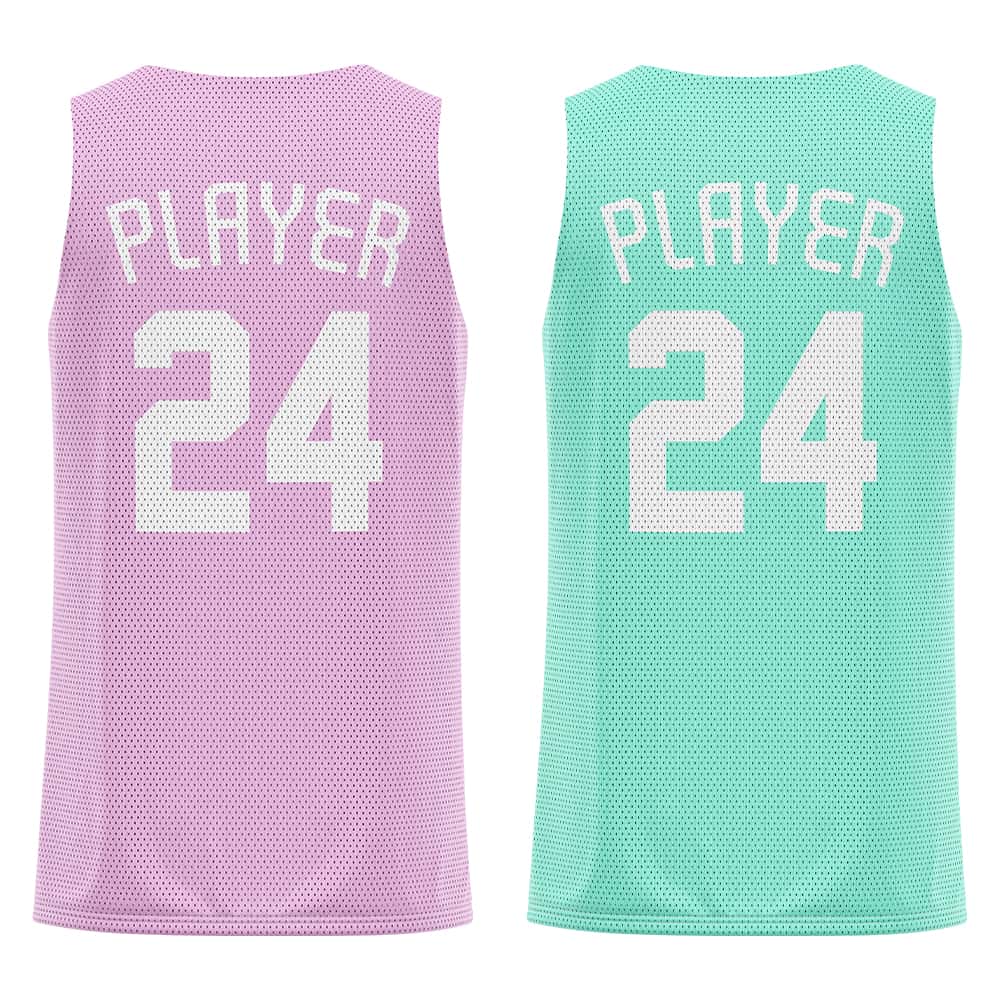 Blush-Teal Custom Reversible Basketball Jersey