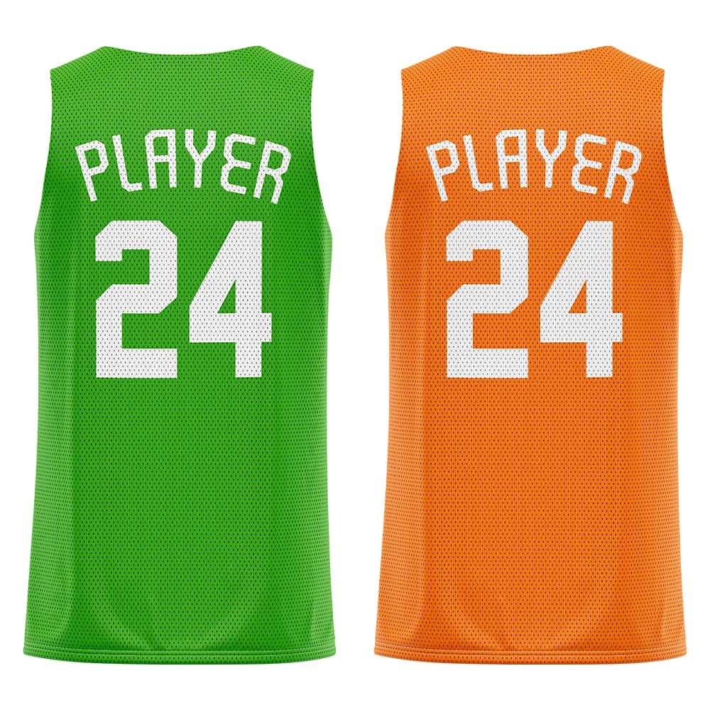 Green-Orange Custom Reversible Basketball Jersey