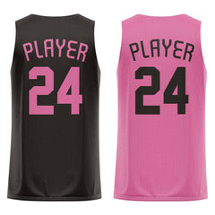 Black-Pink Custom Reversible Basketball Jersey