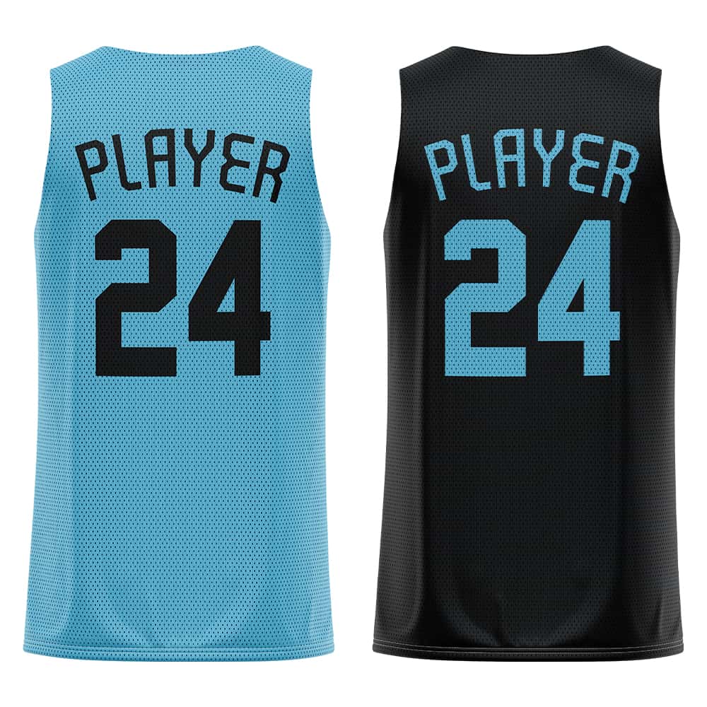 Blue-Black Custom Reversible Basketball Jersey