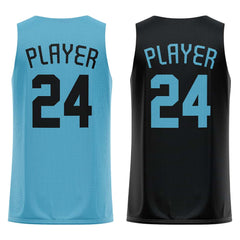 Blue-Black Custom Reversible Basketball Jersey