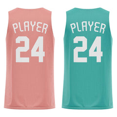 Pale Pink-Teal Custom Reversible Basketball Jersey