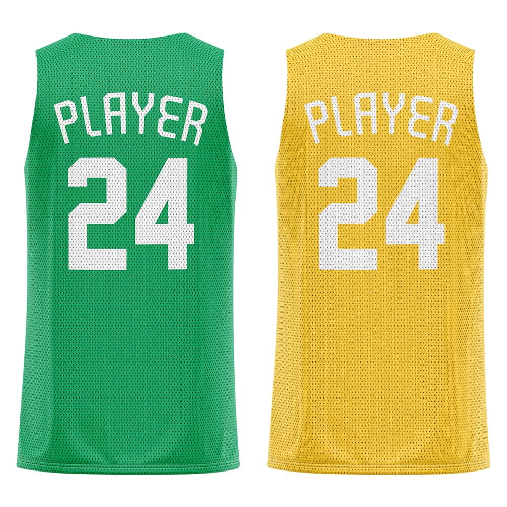 Green-Yellow Custom Reversible Basketball Jersey
