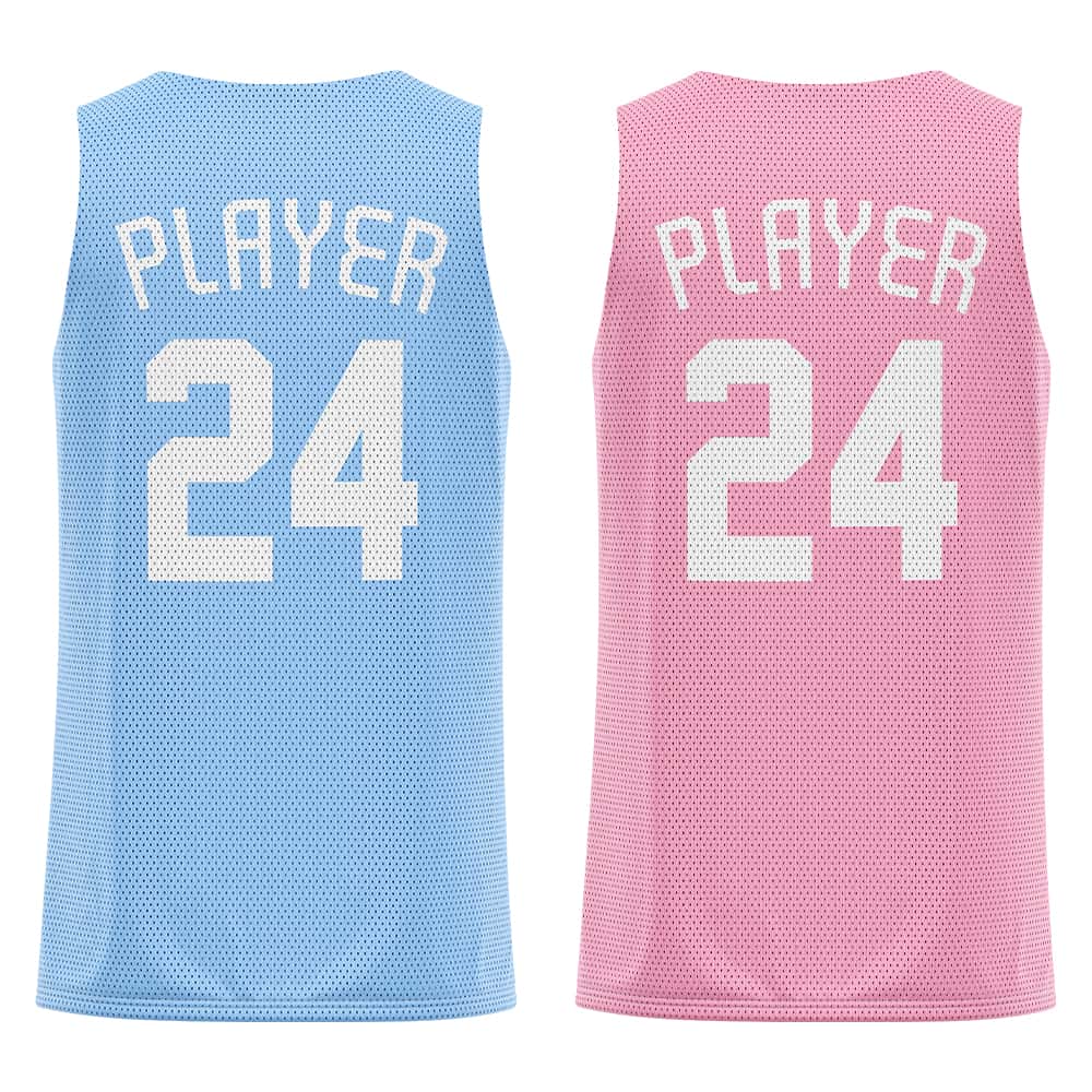 Blue-Pink Custom Reversible Basketball Jersey