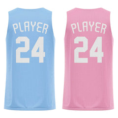 Blue-Pink Custom Reversible Basketball Jersey