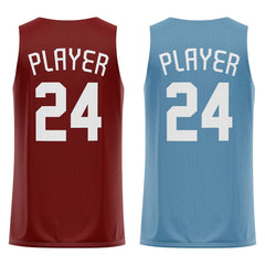 Ruby-Blue Custom Reversible Basketball Jersey