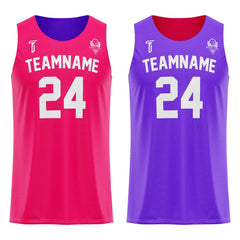 Pink-Violet Custom Reversible Basketball Jersey