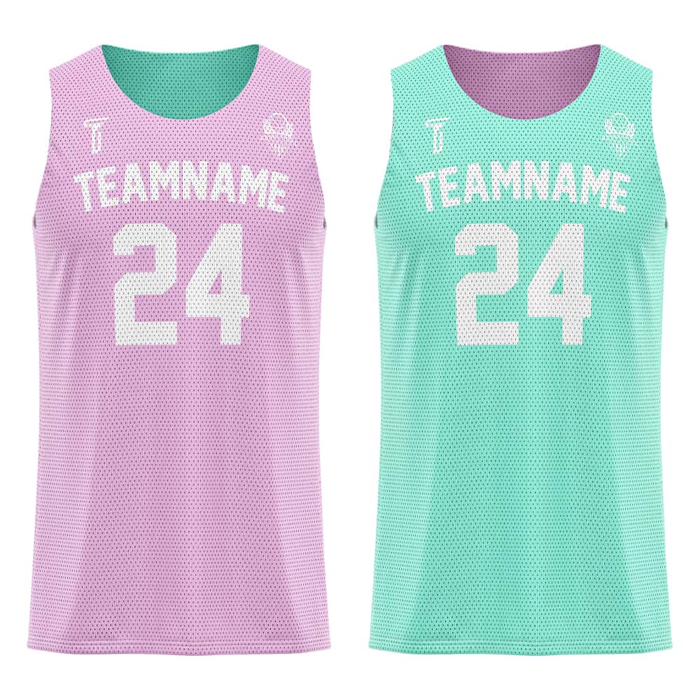 Blush-Teal Custom Reversible Basketball Jersey