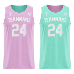 Blush-Teal Custom Reversible Basketball Jersey