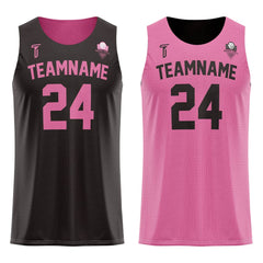 Black-Pink Custom Reversible Basketball Jersey