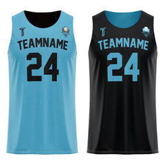 Blue-Black Custom Reversible Basketball Jersey