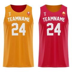 Orange-Red Custom Reversible Basketball Jersey