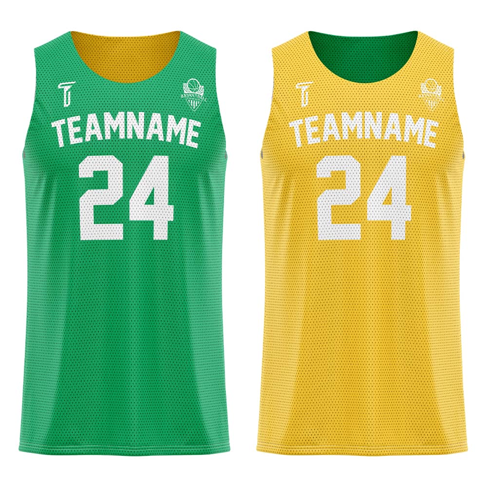 Green-Yellow Custom Reversible Basketball Jersey