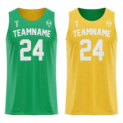 Green-Yellow Custom Reversible Basketball Jersey